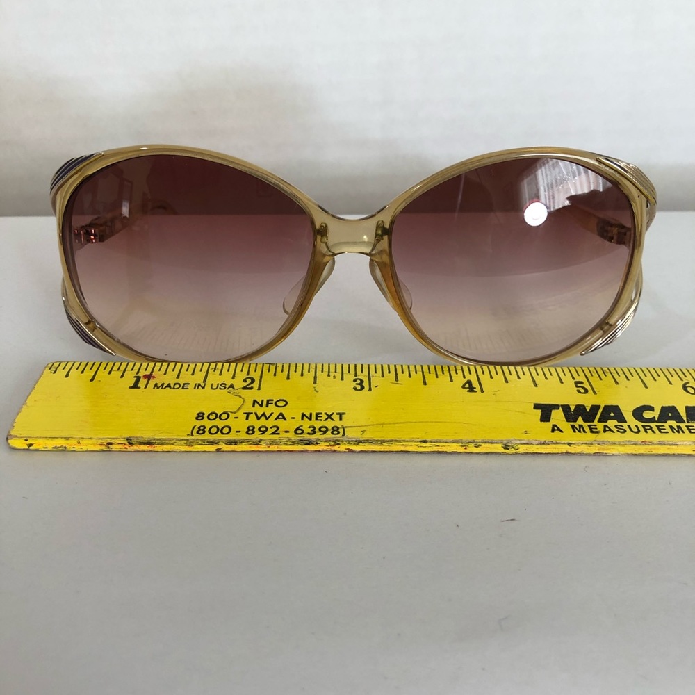 80s Christian Dior Vintage OversizedNew Lens Gold Metal Tone Amber Sunglasses - Picture 6 of 13